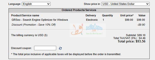 GRSoftware Coupon Codes - Discount up to 20% Off on GRSeo - Search Engine Optimizer for Windows - Bestmaxcoupons