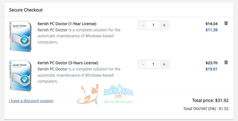 Kerish Doctor Coupon Codes - Get 20 Off on Kerish PC Doctor (1-Year License and 03 Years License) - Bestmaxcoupons