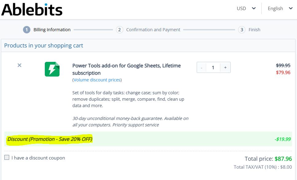 APPS4GS Coupon 20% Off on Power Tools add-on for Google Sheets - Lifetime subscription - Bestmaxcoupons